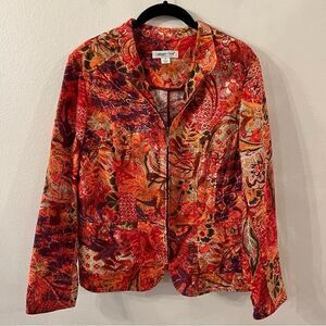 Coldwater Creek Jacket Women’s Size Medium Orange Red Zip Front Colorful